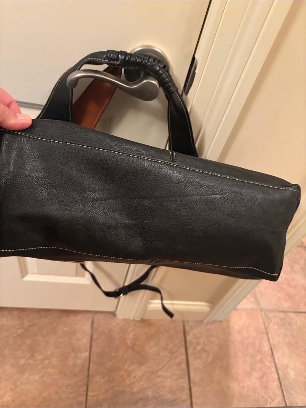 Jimmy Choo Black Leather Tote with Brown Interior Trim - Picture 4 of 4